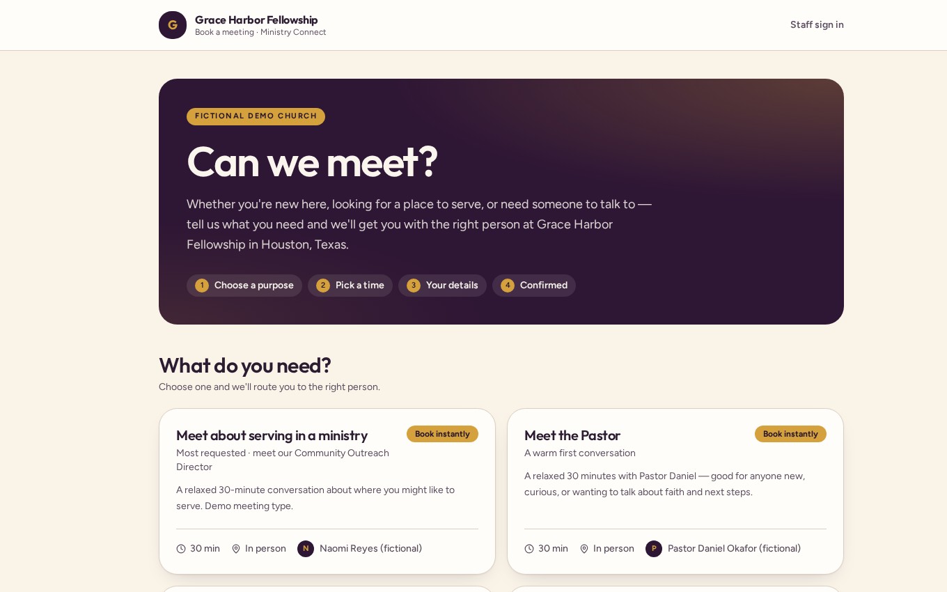Homepage of the Ministry Connect website