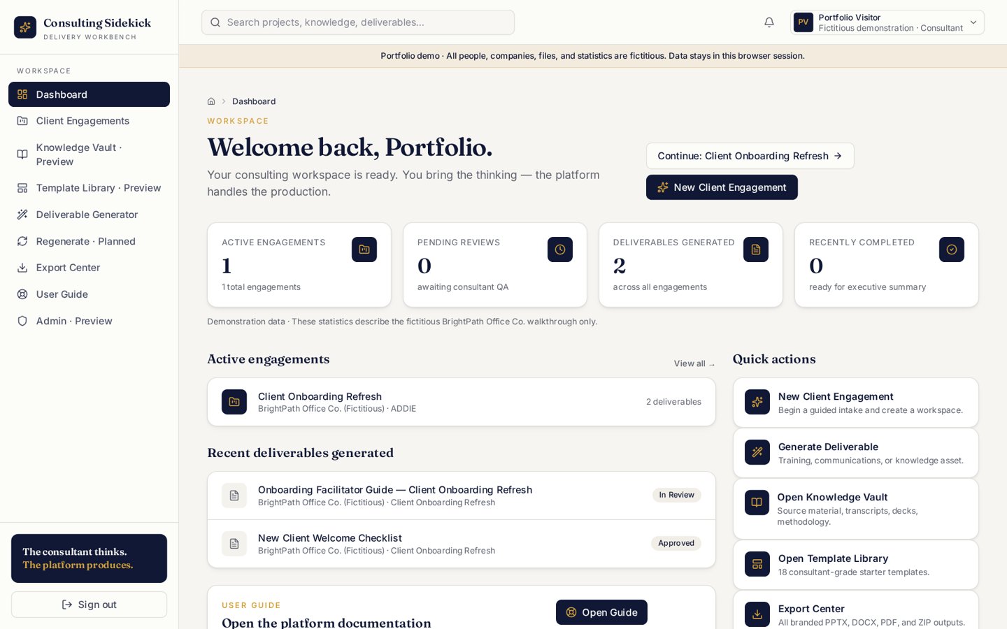 Homepage of the Consulting Sidekick website